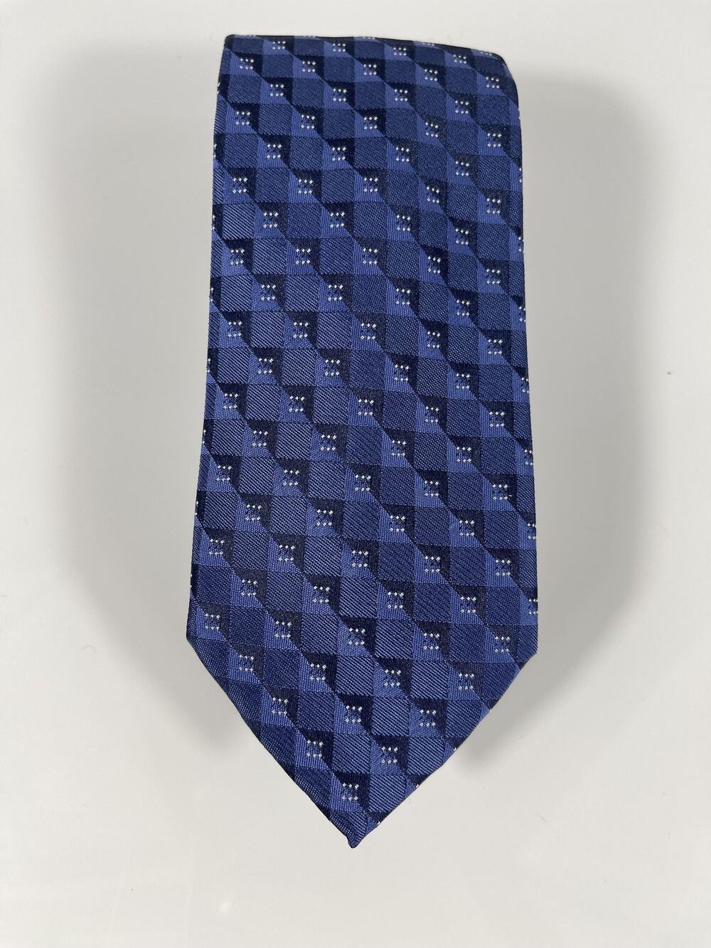 Kenneth Cole Reaction Tie Mens One Size Blue Geometric Silk Blend Dress Neckwear